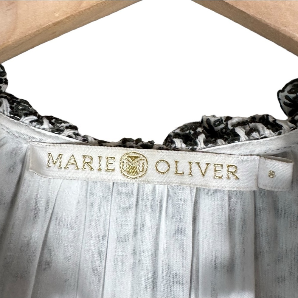 MARIE OLIVER Julia Sage Embroidered Voile Cotton Ruffle Dress - Picture 11 of 12